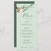Botanische Boho Greenery Neutral Sage Wedding Menu (Voorkant / Achterkant)