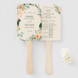 Botanische Boho Greenery Peach Wedding Programme Handwaaier