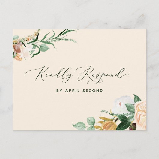 Botanische Boho Greenery Peach Wedding RSVP Antwoo Uitnodiging Briefkaart (Voorkant)
