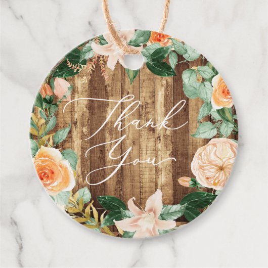 Botanische Boho Greenery Rustic Wood Dank u Bedankjes Labels (Voorkant)