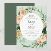 Botanische Boho Greenery Sage Green Floral Wedding Kaart (Voorkant / Achterkant)
