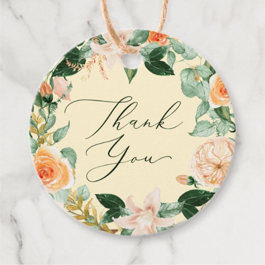 Botanische Boho Greenery Waterverf Dank u wel Bedankjes Labels (Voorkant)