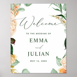 Botanische Boho Greenery White Wedding Welcome Sig Poster