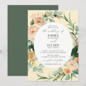 Botanische Boho Greenery Yellow Floral Wedding Kaart (Voorkant / Achterkant)