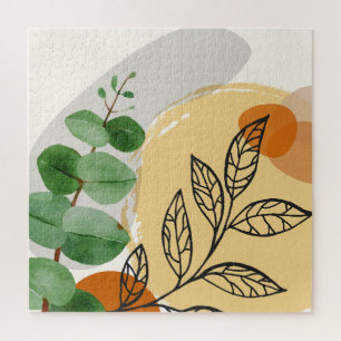 Botanische Boho Groen Oranje Legpuzzel