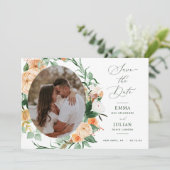 Botanische Boho Groene Salie Groene Neutrale Foto Save The Date (Staand voorkant)