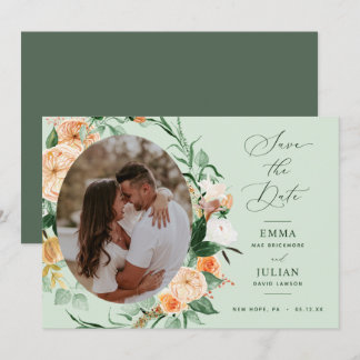 Botanische Boho Groene Salie Groene Neutrale Foto Save The Date