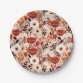 Botanische Boho Herfst Wildflower Meadow Pattern Papieren Bordje (Voorkant)