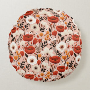 Botanische Boho Herfst Wildflower Meadow Pattern Rond Kussen