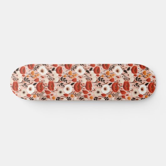 Botanische Boho Herfst Wildflower Meadow Pattern Skateboard (Horizontaal)