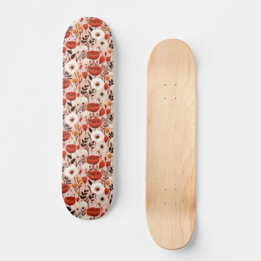 Botanische Boho Herfst Wildflower Meadow Pattern Skateboard (Voorkant)