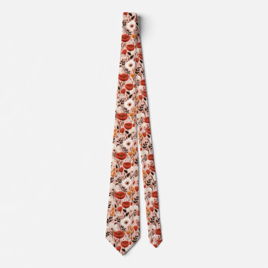 Botanische Boho Herfst Wildflower Meadow Pattern Stropdas (Voorkant)