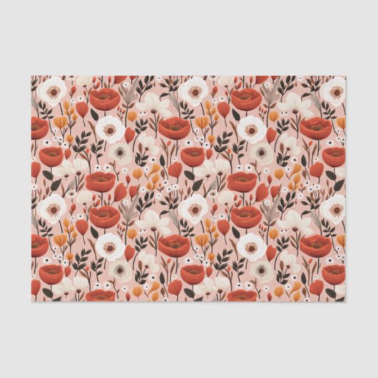 Botanische Boho Herfst Wildflower Meadow Pattern Tissuepapier (Voorkant)