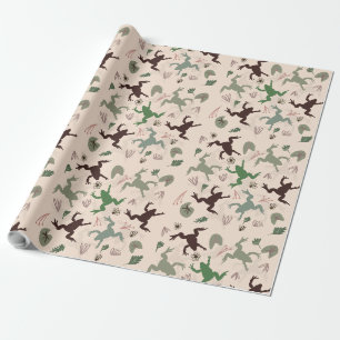 Botanische Boho Kikkers Patroon Cadeaupapier