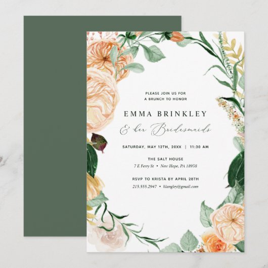 Botanische Boho Neutrale Bridesmaids Luncheon Brun Kaart (Voorkant / Achterkant)
