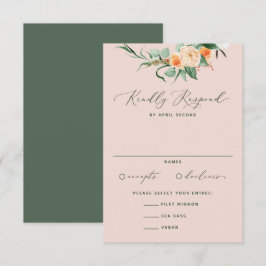 Botanische Boho Neutrale Greenery Blush Pink Wedde RSVP Kaartje