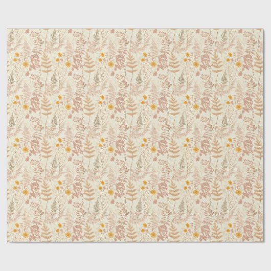Botanische Boho Patroon Wrapping Paper Roll Cadeaupapier (Vlak)
