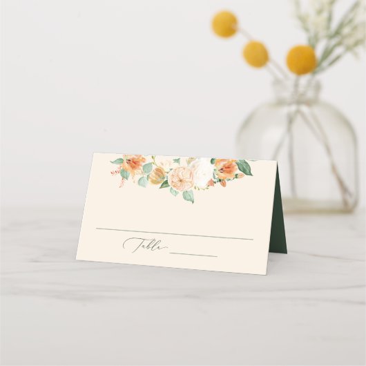 Botanische Boho Peach Greenery Floral Wedding (Voorkant)