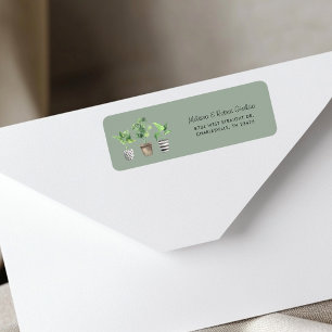 Botanische Boho Potot Planten Return Address Etiket