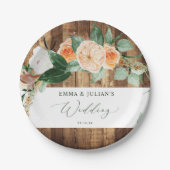 Botanische Boho Rustic Barn persoonlijke bruiloft Papieren Bordje (Voorkant)