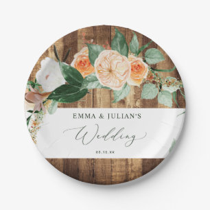 Botanische Boho Rustic Barn persoonlijke bruiloft Papieren Bordje