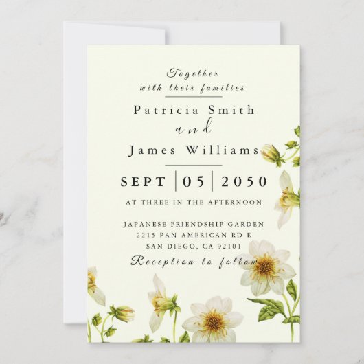 Botanische Boho Spring Wild Flower Wedding Invitat Kaart (Voorkant)