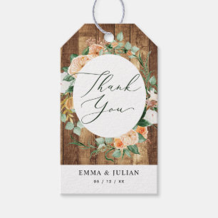 Botanische Boho Wood Greenery Modern Floral Favor Cadeaulabel