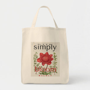 Botanische boodschappentas 'Leef Eenvoudig Bloei W Tote Bag
