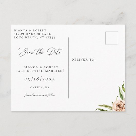 Botanische bos Bloemen Save the Date Aankondiging (Achterkant)