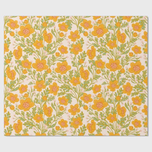 Botanische boterbloem cadeaupapier (Vlak)