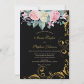 Botanische Bouquet met Faux Gold Glitter Swirls Kaart (Voorkant)