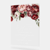 Botanische Bourgogne Bloemen Bruiloft Welkomstbord Acryl Bord (Hoek)