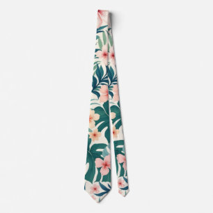 Botanische bries – Tropische bloemen patroon hals  Stropdas