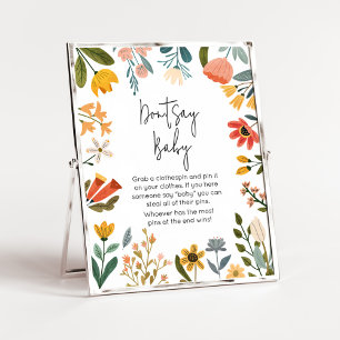 Botanische Bright Wildflower Zeg geen Baby Poster