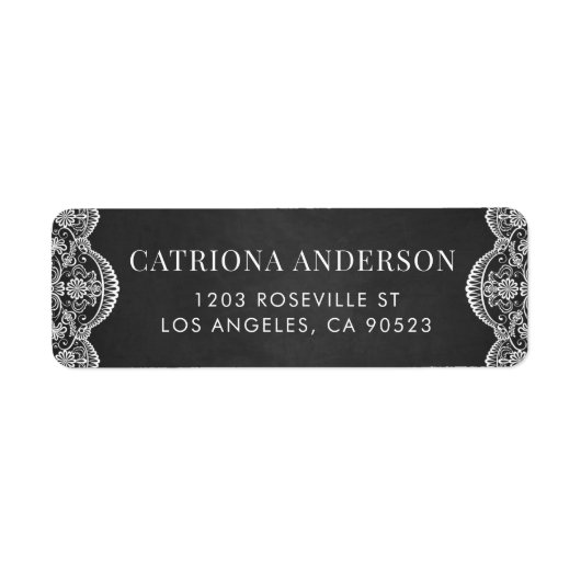 Botanische Brocade Lace Wedding Rustic Chalkboard Etiket (Voorkant)
