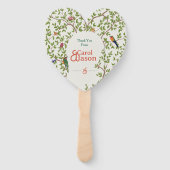 Botanische bruiloft gepersonaliseerde hart hand fa handwaaier (Achterkant)