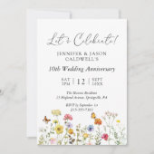 Botanische bruiloft Jubileum Partij Wildbloem Kaart (Voorkant)