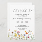 Botanische bruiloft Jubileum Partij Wildbloem Kaart (Voorkant / Achterkant)