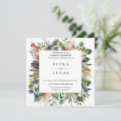 Botanische bruiloft met marinekoraal kaart (Staand voorkant)
