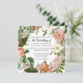  botanische bruiloft met marinesleding kaart (Staand voorkant)