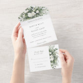 Botanische bruiloft met tear-away RSVP All In One Uitnodiging (Afscheurbaar)