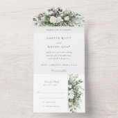 Botanische bruiloft met tear-away RSVP All In One Uitnodiging (Binnen)