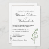 Botanische bruiloft nodigt uit met QR-code en foto Kaart (Voorkant / Achterkant)