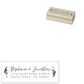 Botanische bruiloft paar script retour adres 	rubberstempel (Gestempeld)