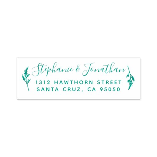 Botanische bruiloft paar script retour adres zelfinktende stempel (Design)