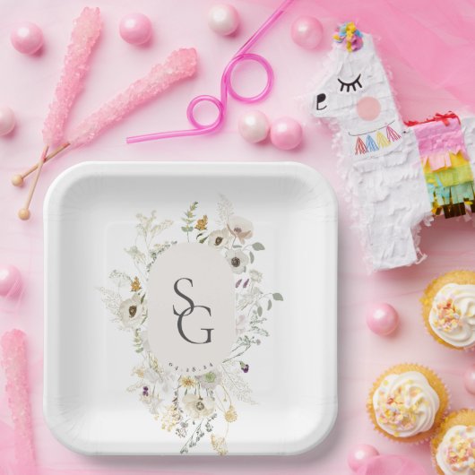 Botanische bruiloft papier Borden Papieren Bordje (Feest)