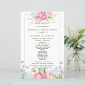 Botanische bruiloft programma Elegant Cute Flowers (Staand voorkant)