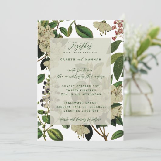 BOTANISCHE BRUILOFT UITNODIGT KAART (Staand voorkant)