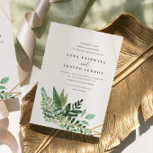 Botanische bruiloft van de groene geometrische Wat Folie Uitnodiging