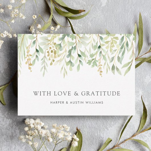 Botanische bruiloft voor groene oliage bedankkaart